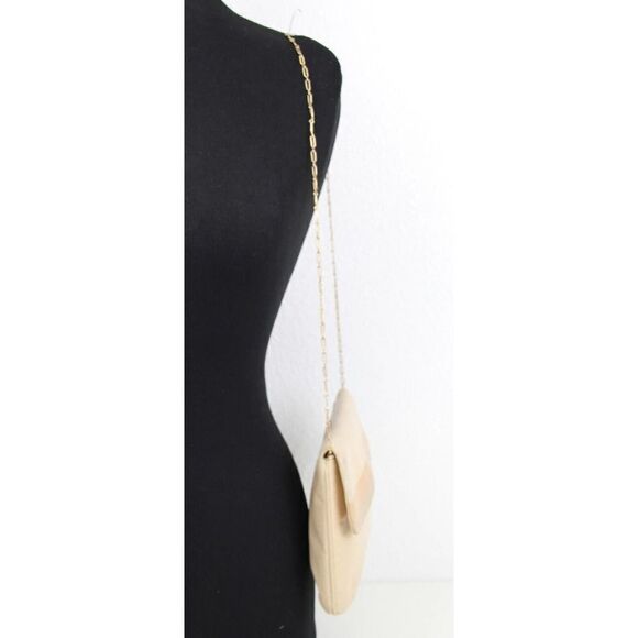 VINTAGE I SANTI MADE IN ITALY CREAM BEIGE LEATHER FLAP CLUTCH SHOULDER BAG PURSE - Picture 4 of 12